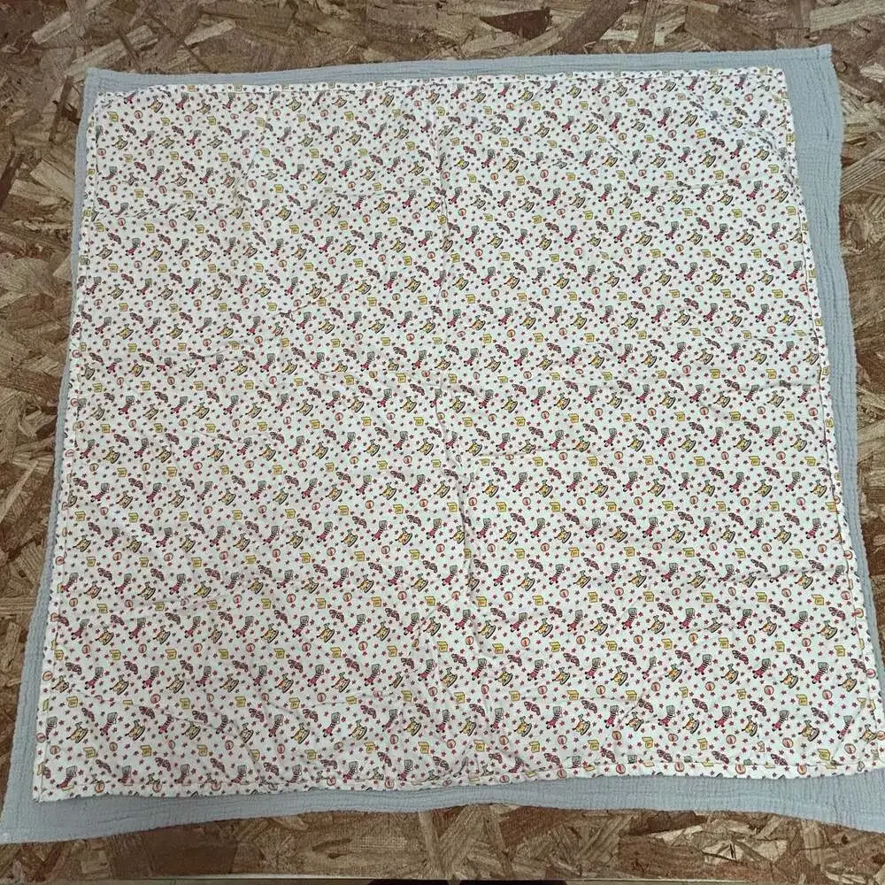 Vintage Reversible Baby Quilt Ballerina and Toy Print